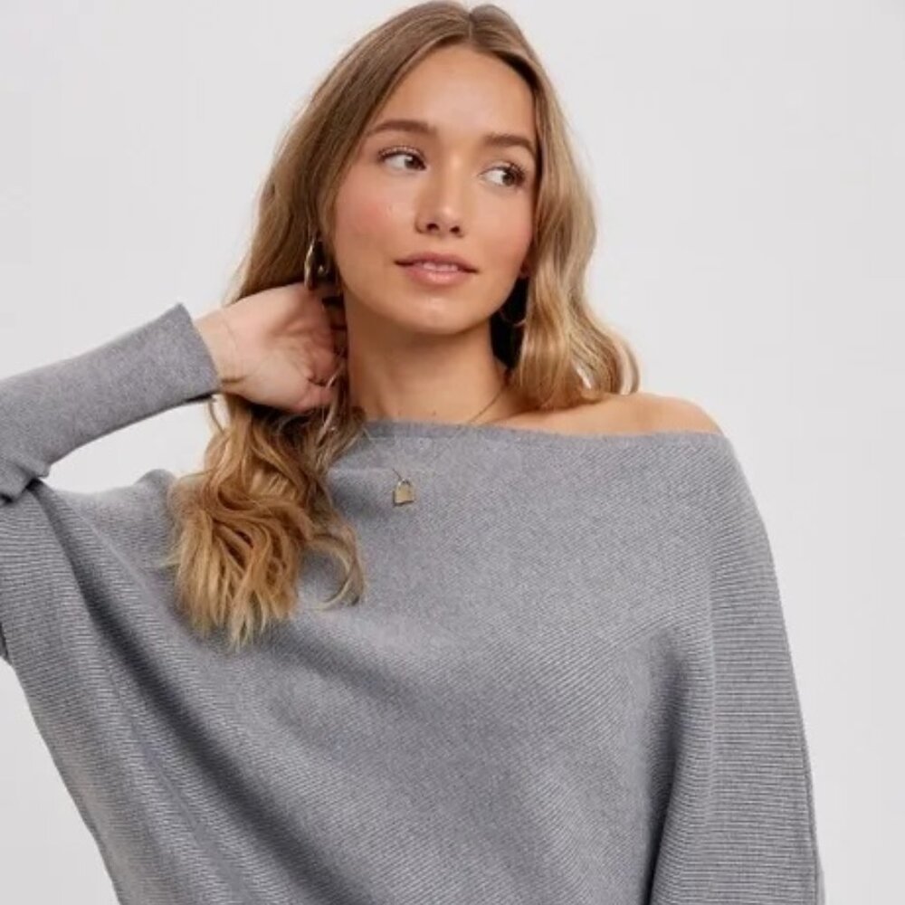 FINAL PIECES!!!! Asymmetrical Open Shoulder Dolman Pullover - Picture 8 of 11